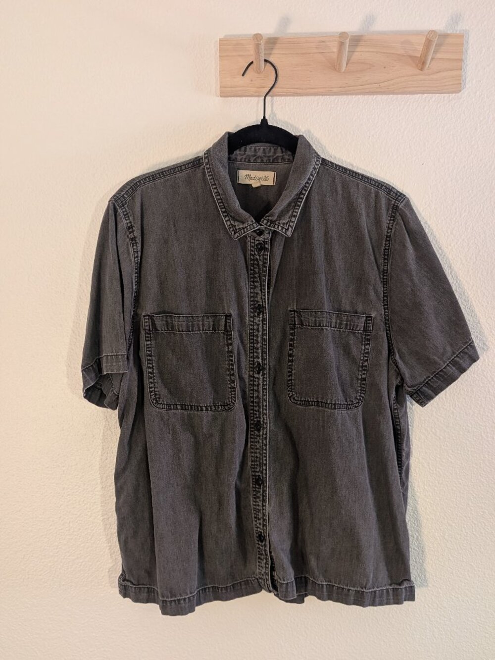 Madwell Faded Black Short Sleeve Button-Up